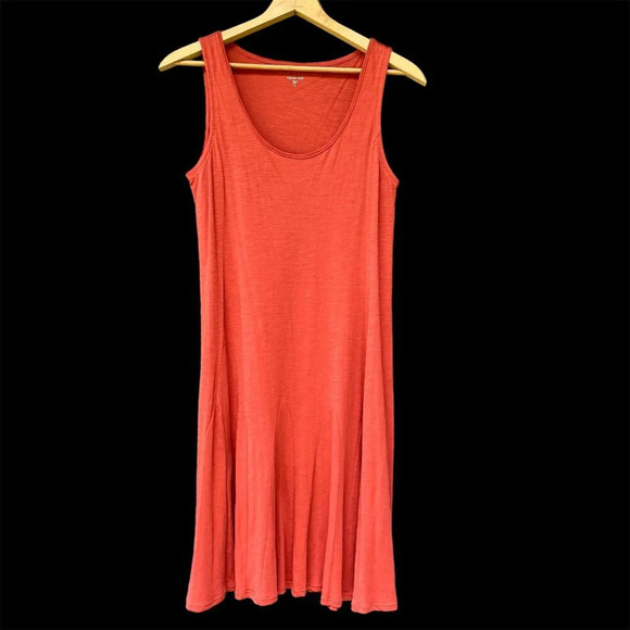 Garnet Hill Burnt Orange Organic Pima Cotton Sleeveless Scoop-Neck Tank Dress M - Picture 1 of 8